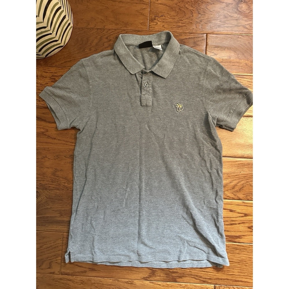 PS Paul Smith Zebra Polo Shirt Men's Small S Grey 100% Cotton Made In Greece